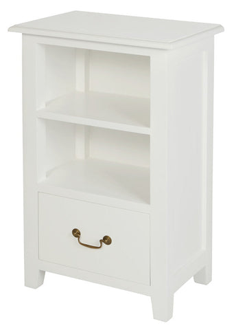 Tasmania 1 Drawer Solid Mahogany Timber Lamp Table (White) Chez Guru