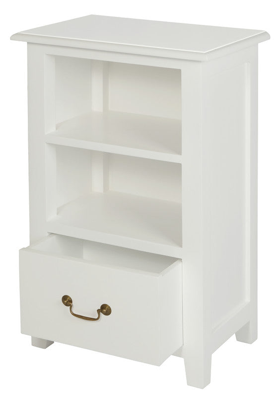 Tasmania 1 Drawer Solid Mahogany Timber Lamp Table (White) Chez Guru