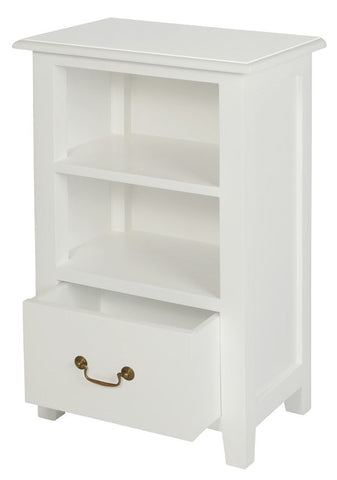 Tasmania 1 Drawer Solid Mahogany Timber Lamp Table (White) Chez Guru
