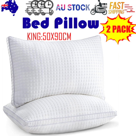 2xKing Quality Pillows Cotton Hotel Adjustable Home Pillows Down Alternative Pillows Chez Guru