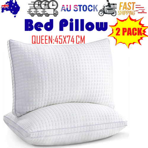 2xQueen Quality Pillows Cotton Hotel Adjustable Home Pillows Down Alternative Pillows Chez Guru