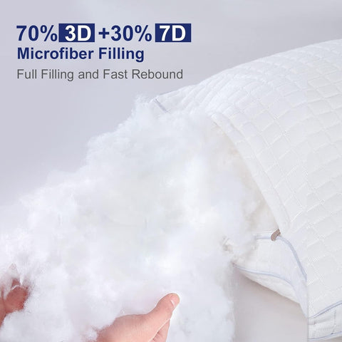 2xQueen Quality Pillows Cotton Hotel Adjustable Home Pillows Down Alternative Pillows Chez Guru