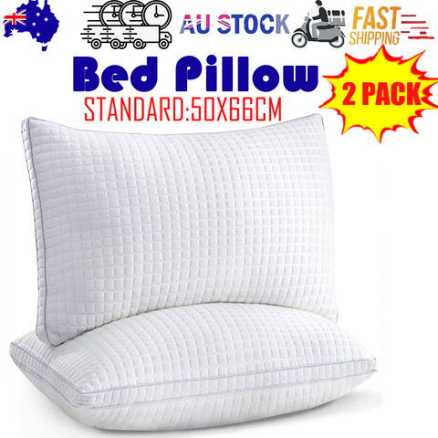 2xStandard Quality Pillows Cotton Hotel Adjustable Home Pillows Down Alternative Pillows Chez Guru