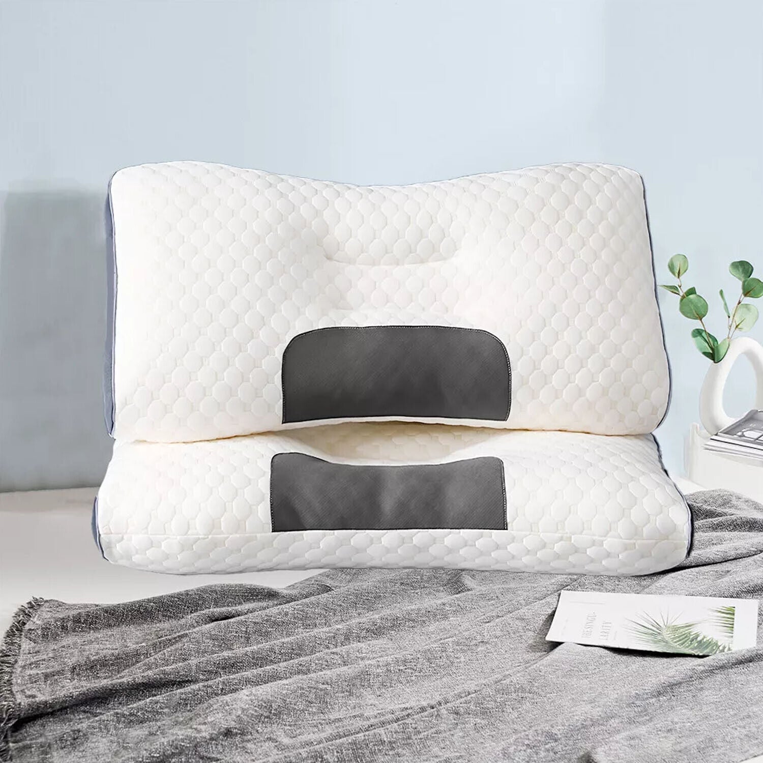 2 pcs Pain Relief Ergonomic Pillow Adjustable Contour Orthopedic Cervical Bed Pillow Chez Guru