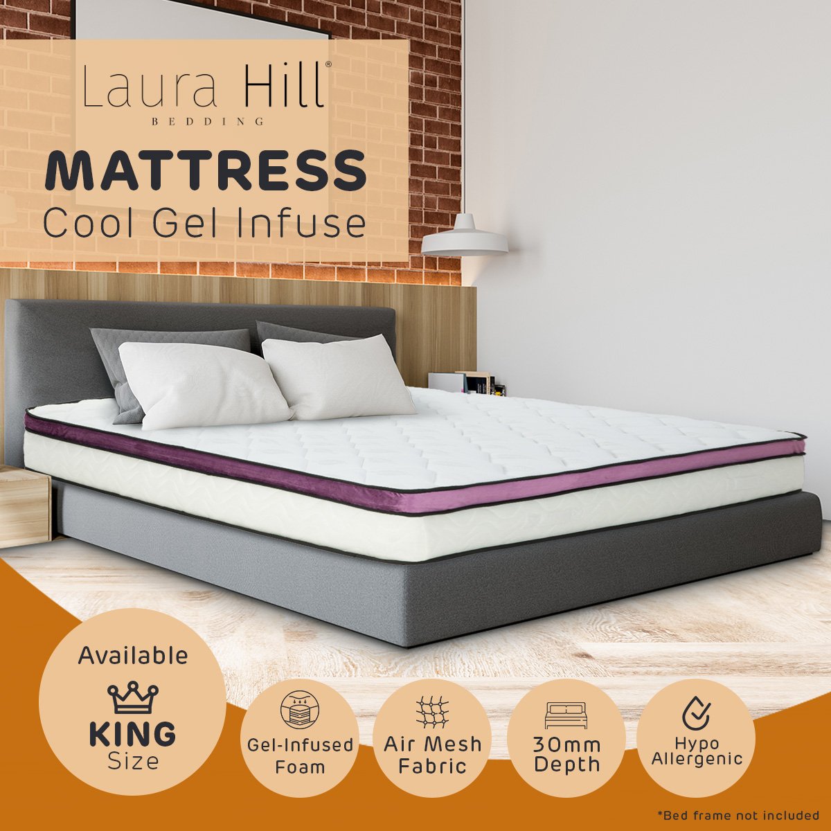 Laura Hill King Mattress Visco Cool Gel Infused Memory Foam Euro Top Pocket Spring 30cm Chez Guru