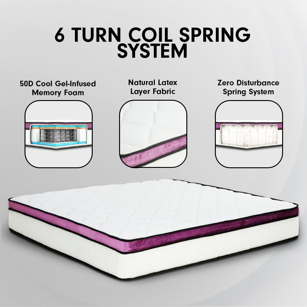 Laura Hill King Mattress Visco Cool Gel Infused Memory Foam Euro Top Pocket Spring 30cm Chez Guru