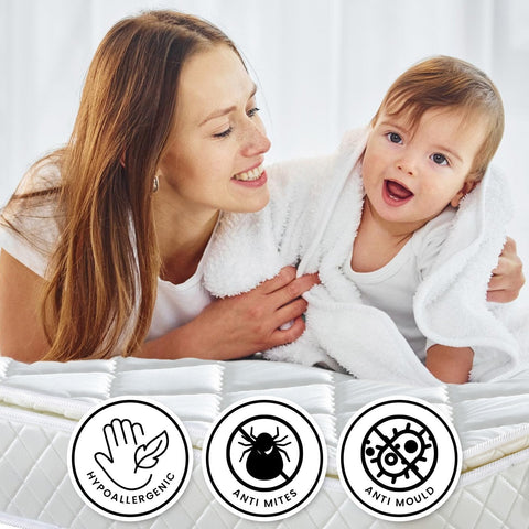 Laura Hill Mattress Queen Size Pillow Top Pocket Spring High Density Foam 22cm Chez Guru