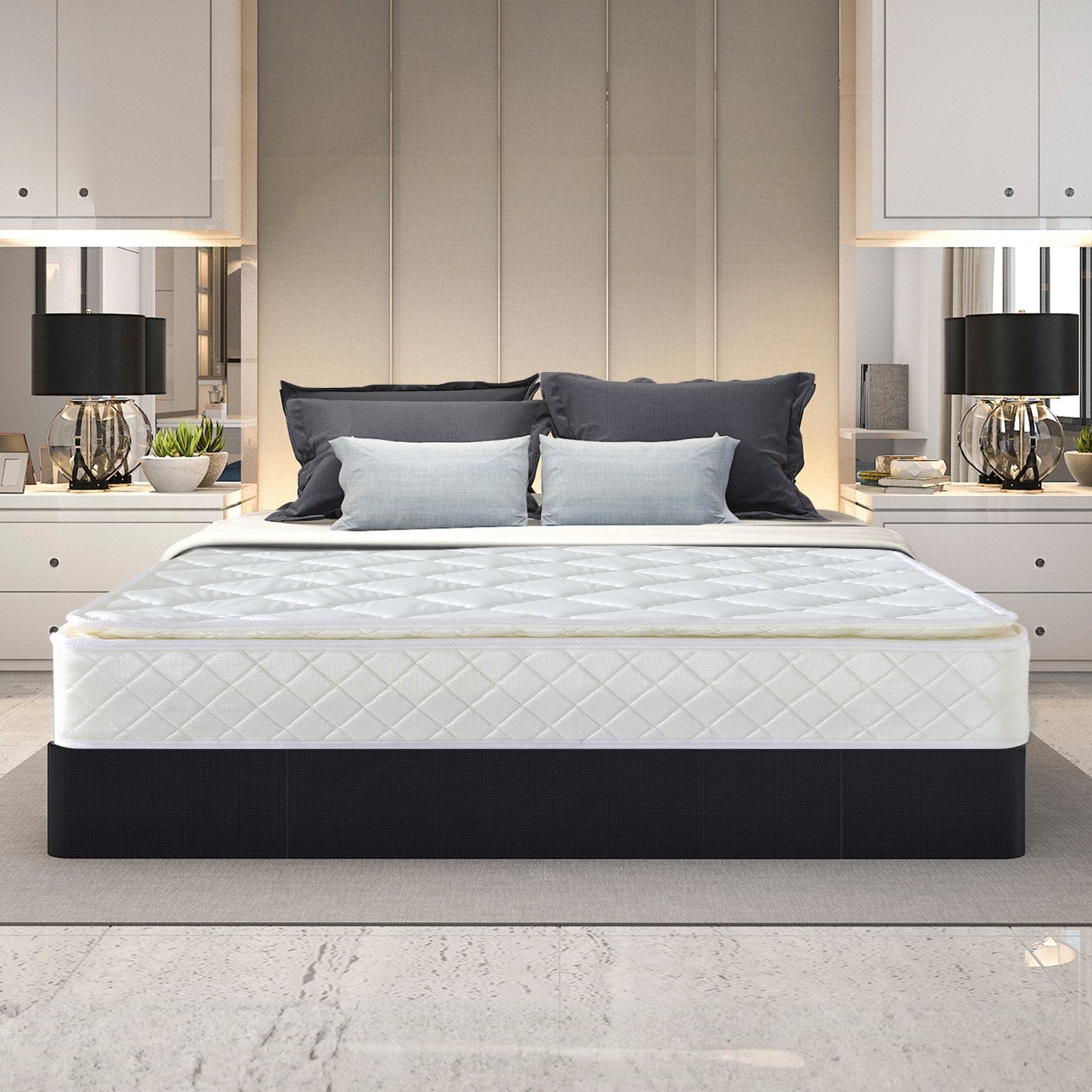 Laura Hill Mattress Queen Size Pillow Top Pocket Spring High Density Foam 22cm Chez Guru