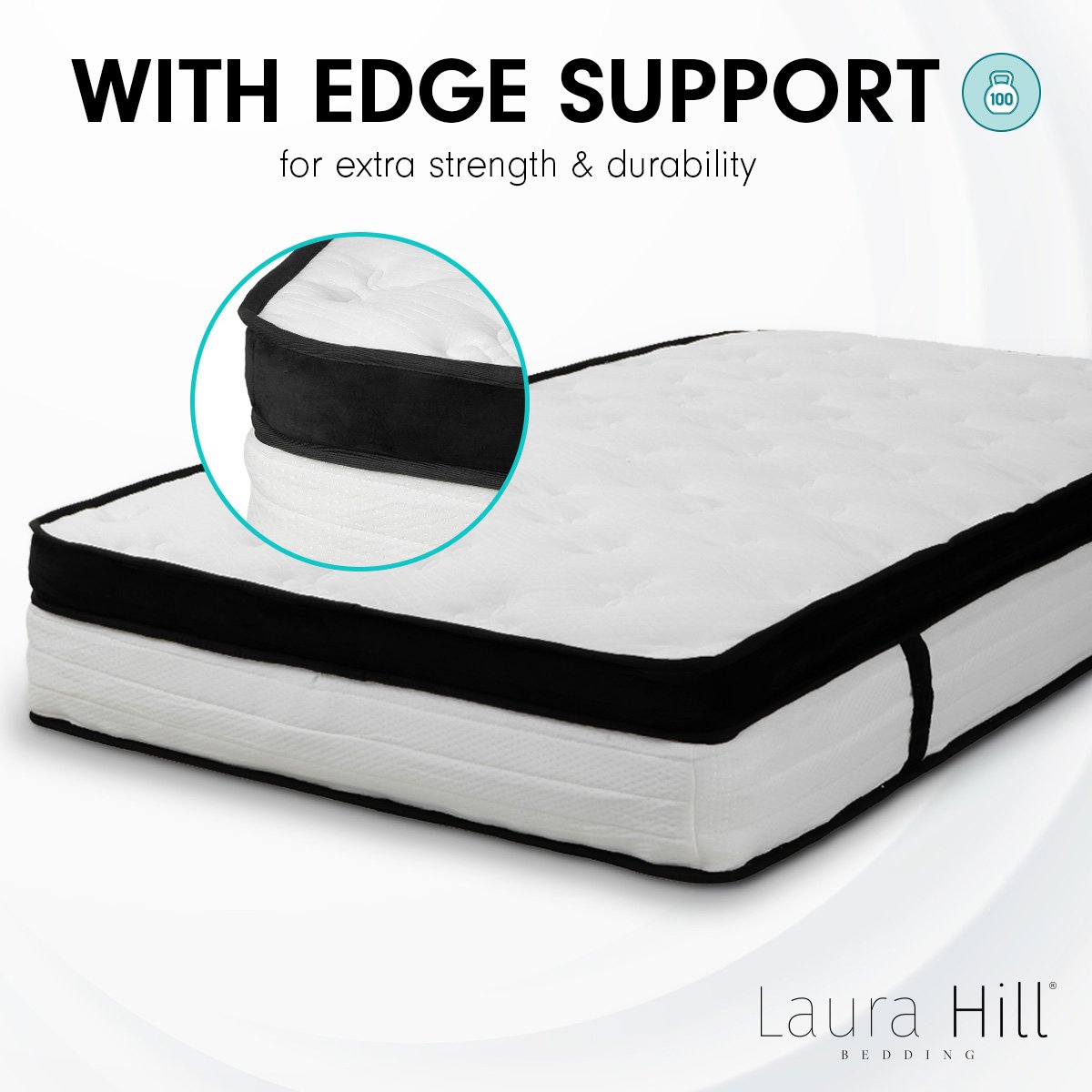Laura Hill  Double Mattress Bed Size Euro Top 5 Zone Spring Foam 32cm Bedding Pocket Chez Guru