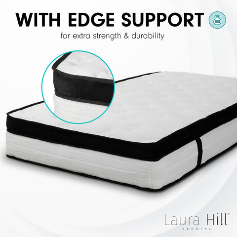 Laura Hill  Double Mattress Bed Size Euro Top 5 Zone Spring Foam 32cm Bedding Pocket Chez Guru