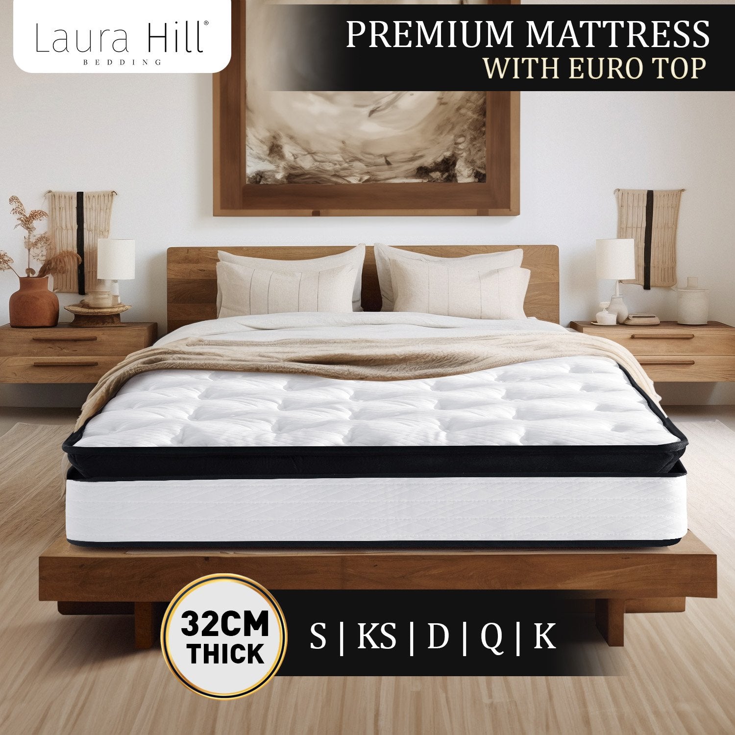 Laura Hill King Mattress Bed Size Euro Top 5 Zone Spring Foam 32cm Bedding Pocket Chez Guru