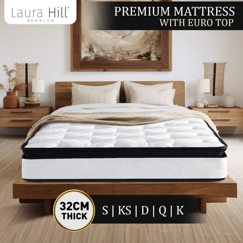 Laura Hill King Single Mattress Bed Size Euro Top 5 Zone Spring Foam 32cm Chez Guru