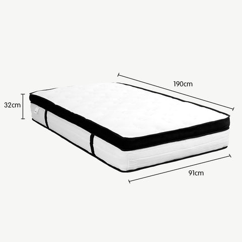 Laura Hill Single Mattress Bed Size Euro Top 5 Zone Spring Foam 32cm Chez Guru