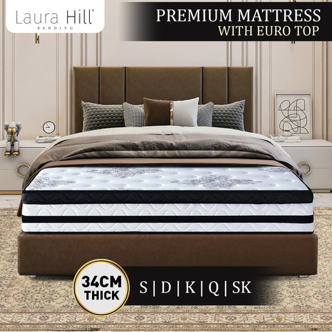 Laura Hill King Single Mattress Bed Size Euro Top 5 Zone Spring Foam 34cm Chez Guru