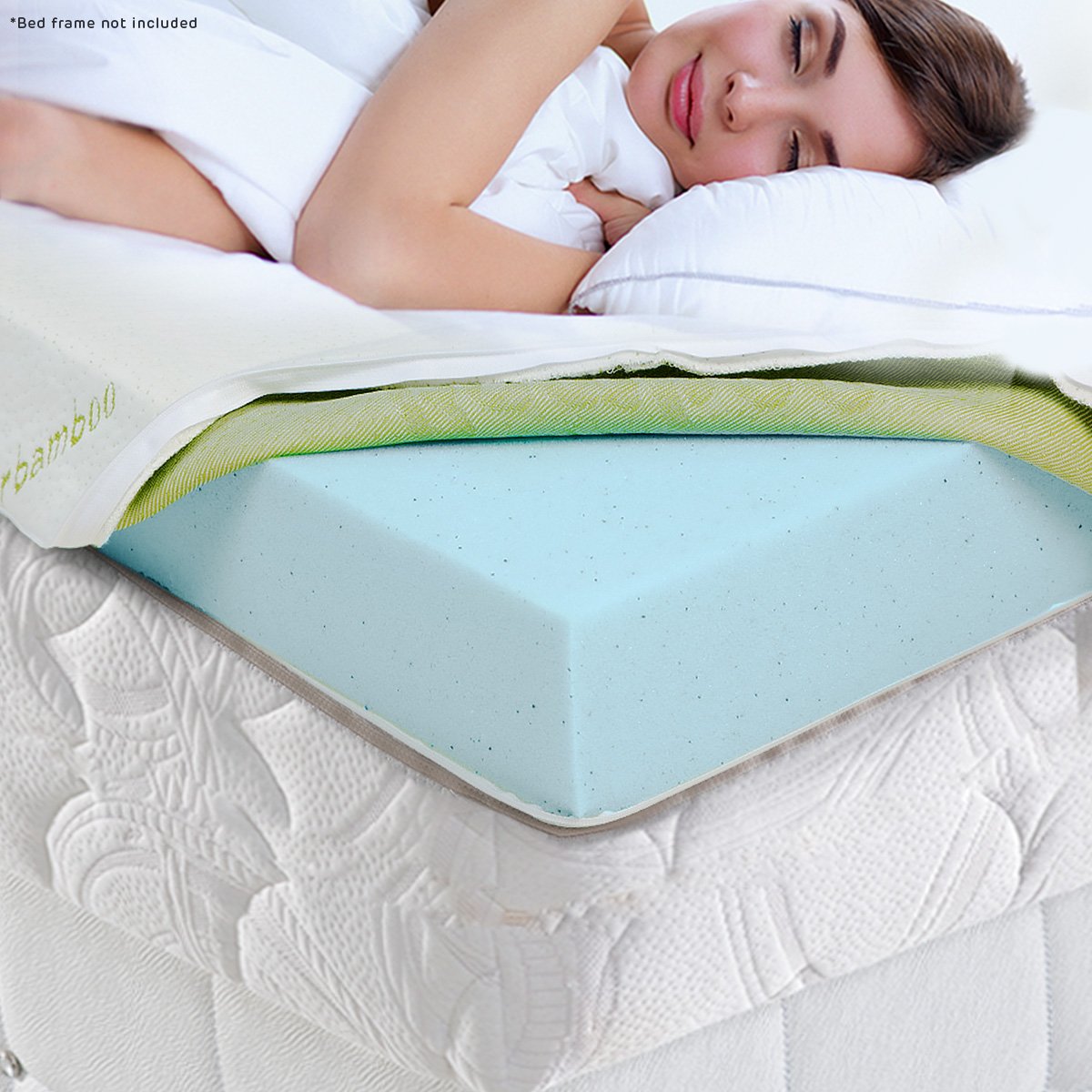 Laura Hill Cool Gel Memory Foam Mattress Topper Bamboo Fabric Cover Double Chez Guru