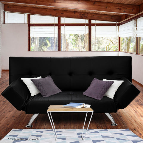 Sarantino Brooklyn Sofa Bed Faux Leather Lounge Couch Futon Furniture Adjustable Suite Bk Chez Guru