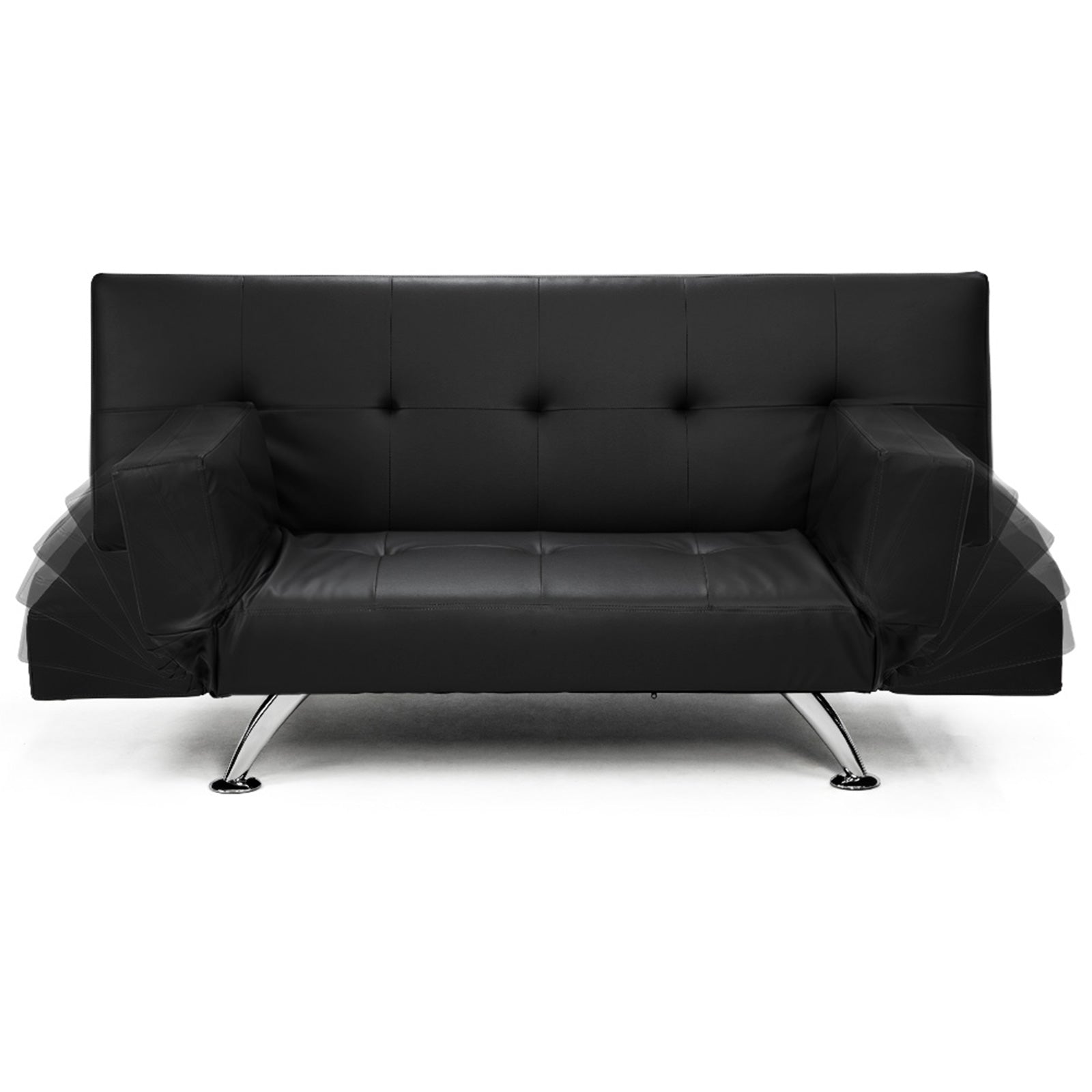 Sarantino Brooklyn Sofa Bed Faux Leather Lounge Couch Futon Furniture Adjustable Suite Bk Chez Guru