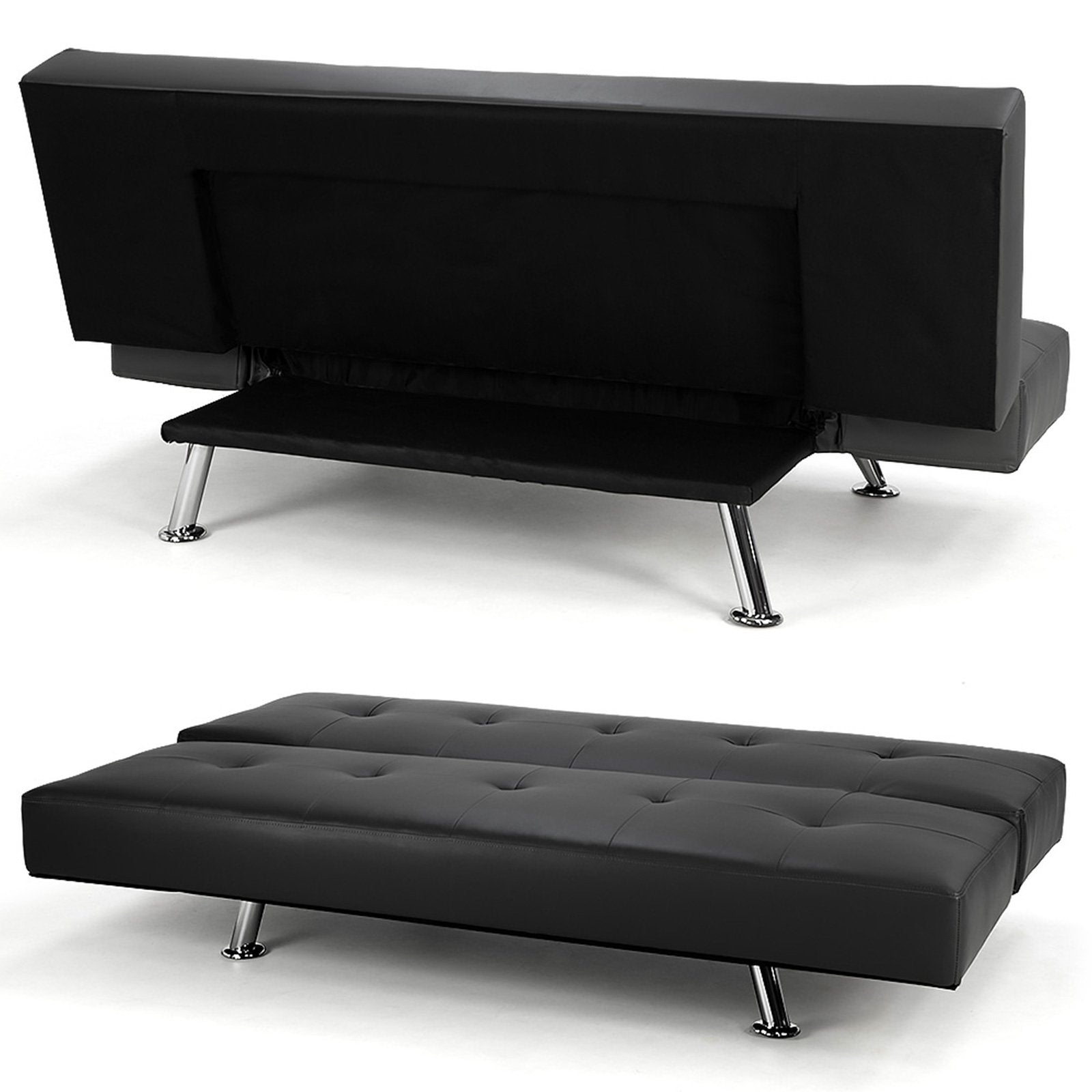 Sarantino Brooklyn Sofa Bed Faux Leather Lounge Couch Futon Furniture Adjustable Suite Bk Chez Guru