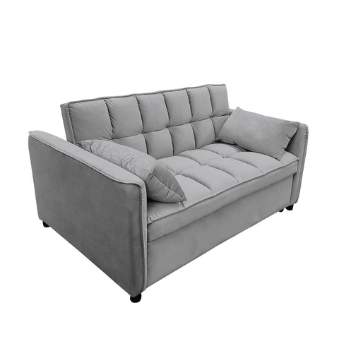 Sarantino Quincy 2-Seater Velvet Sofa Bed in Dark Grey with Wooden Frame and Tufted Design Chez Guru