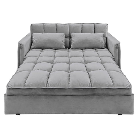 Sarantino Quincy 2-Seater Velvet Sofa Bed in Dark Grey with Wooden Frame and Tufted Design Chez Guru