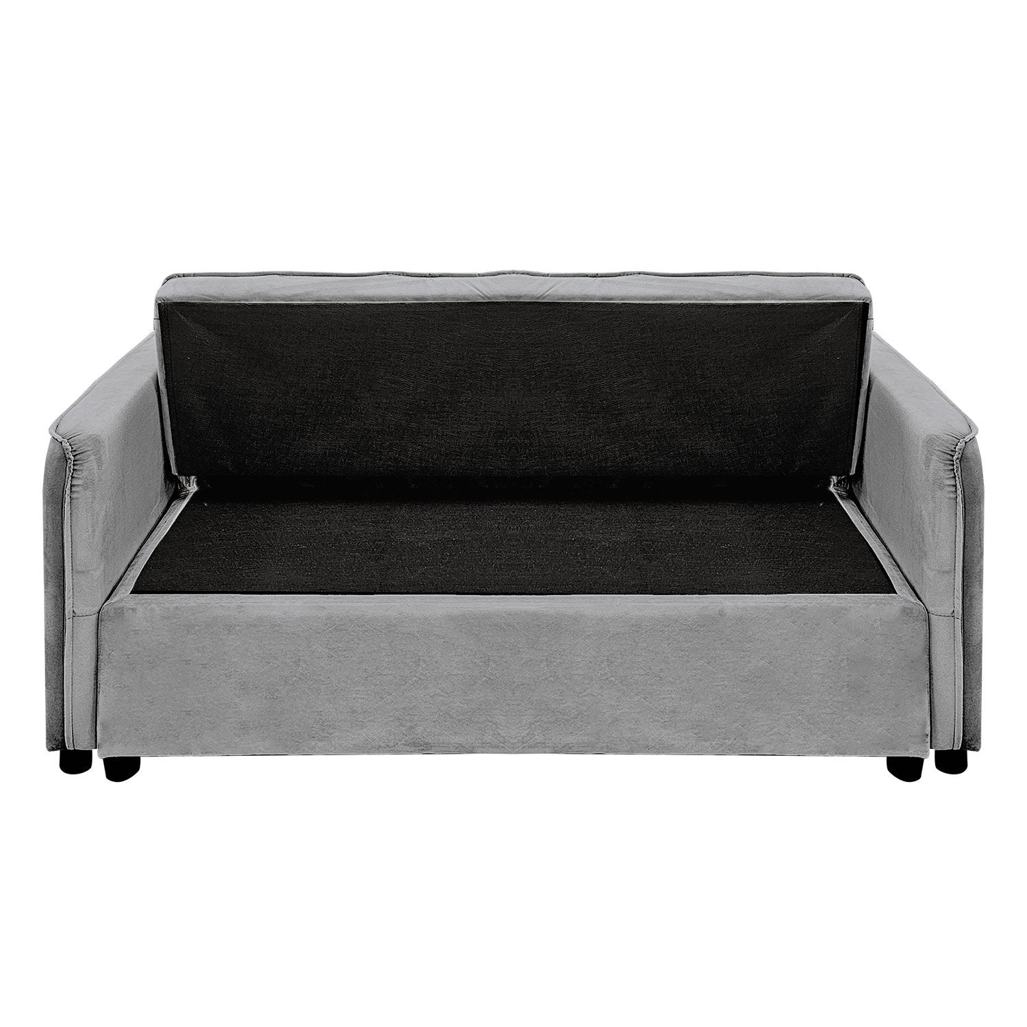 Sarantino Quincy 2-Seater Velvet Sofa Bed in Dark Grey with Wooden Frame and Tufted Design Chez Guru