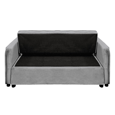 Sarantino Quincy 2-Seater Velvet Sofa Bed in Dark Grey with Wooden Frame and Tufted Design Chez Guru