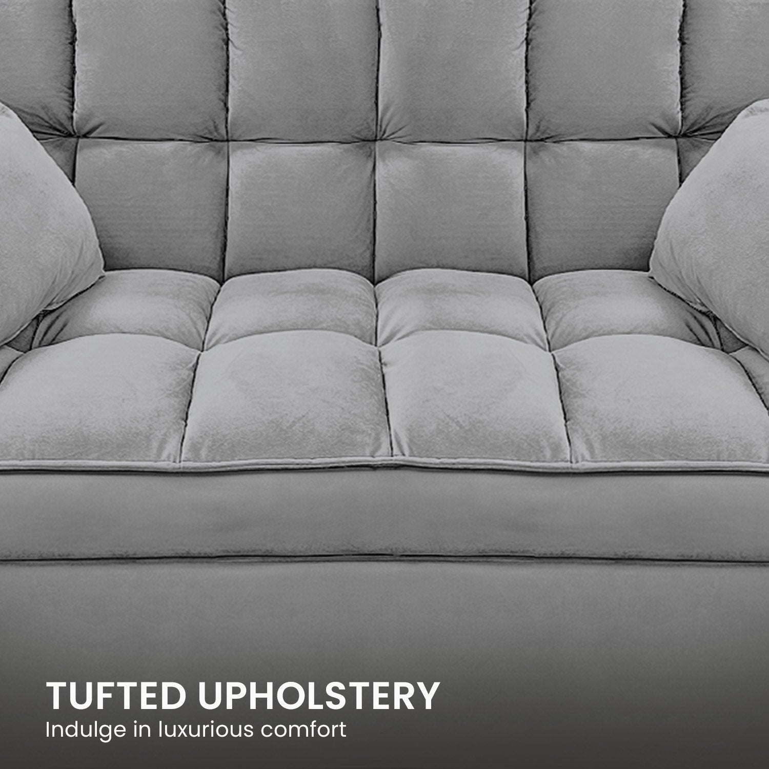 Sarantino Quincy 2-Seater Velvet Sofa Bed in Dark Grey with Wooden Frame and Tufted Design Chez Guru