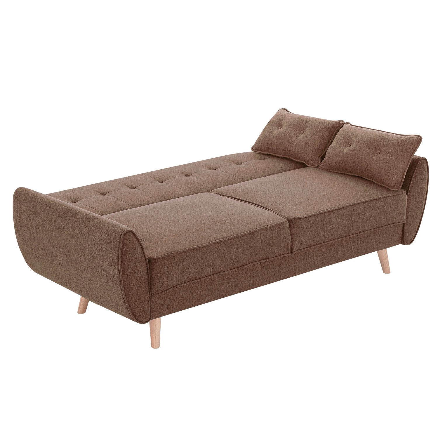 Sarantino 3 Seater Modular Linen Fabric Sofa Bed Couch Futon Suite - Brown Chez Guru