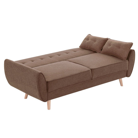 Sarantino 3 Seater Modular Linen Fabric Sofa Bed Couch Futon Suite - Brown Chez Guru