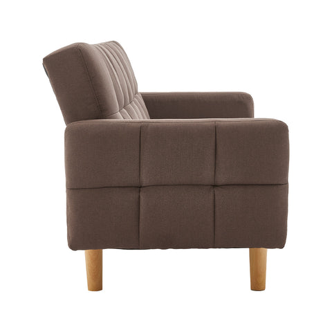 Sarantino 3-Seater Fabric Sofa Bed Futon - Brown Chez Guru