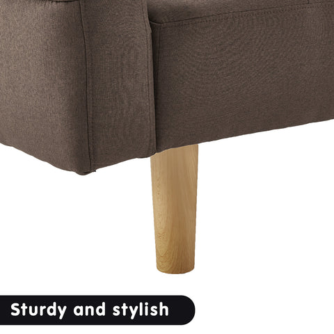 Sarantino 3-Seater Fabric Sofa Bed Futon - Brown Chez Guru