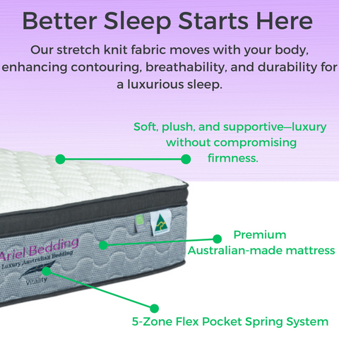 Ariel Vitality Mattress - 5 Zoned Pocket Spring Mattress - Medium/Firm - KING SINGLE Chez Guru