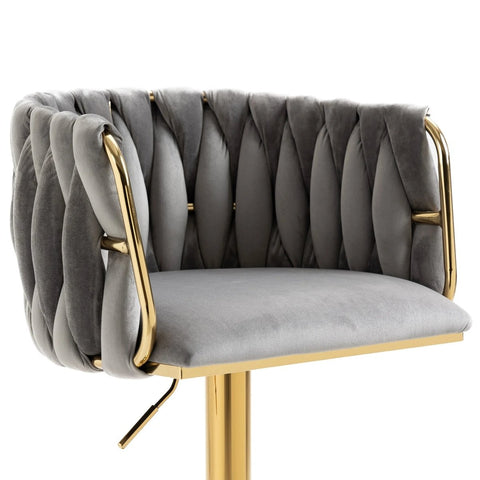 SERENITà Modern Velvet Breakfast Bar Stools Swivel Barstools Adjustable Counter Stools with Backrest Set of 2 Grey