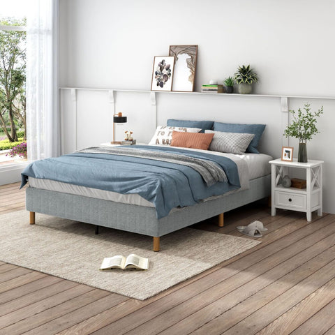 Metal Bedframe Mattress Foundation (Light Grey) – Double