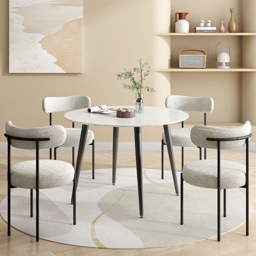 Round MDF Marbling Dining Table Chez Guru