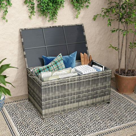 Outdoor PE Wicker Storage Box Garden 320L-Grey