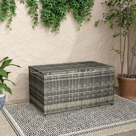 Outdoor PE Wicker Storage Box Garden 320L-Grey