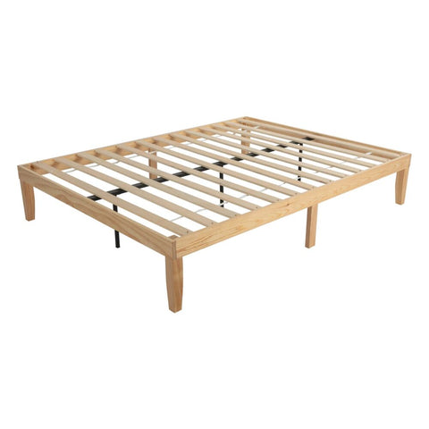 Warm Wooden Natural Bed Base Frame – Queen Chez Guru