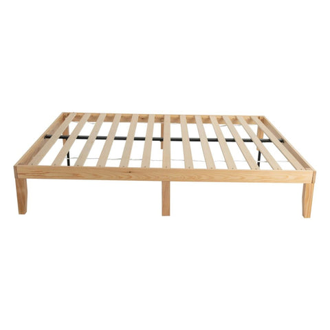 Warm Wooden Natural Bed Base Frame – Queen Chez Guru