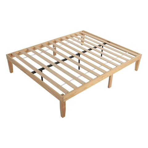 Warm Wooden Natural Bed Base Frame – Queen Chez Guru
