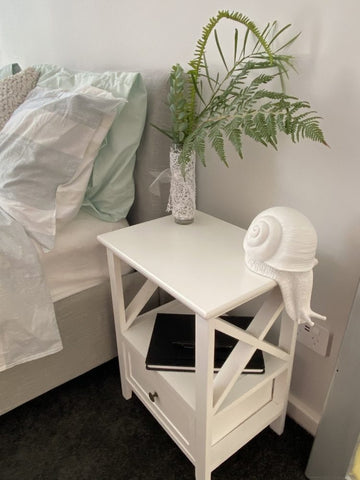 2-tier Bedside Table with Storage Drawer 2 PC Rustic White Chez Guru