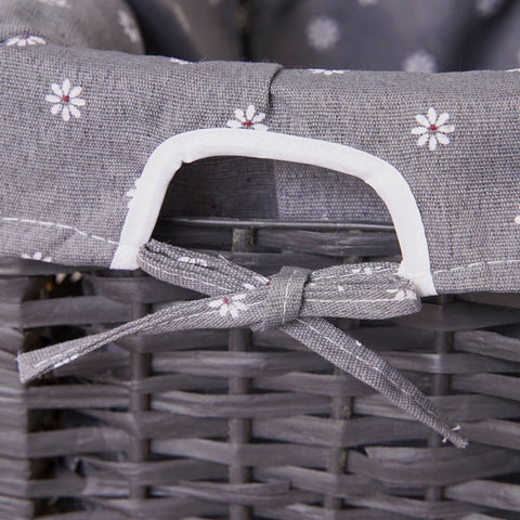 Grey Bedside Table with Wicker Basket Chez Guru