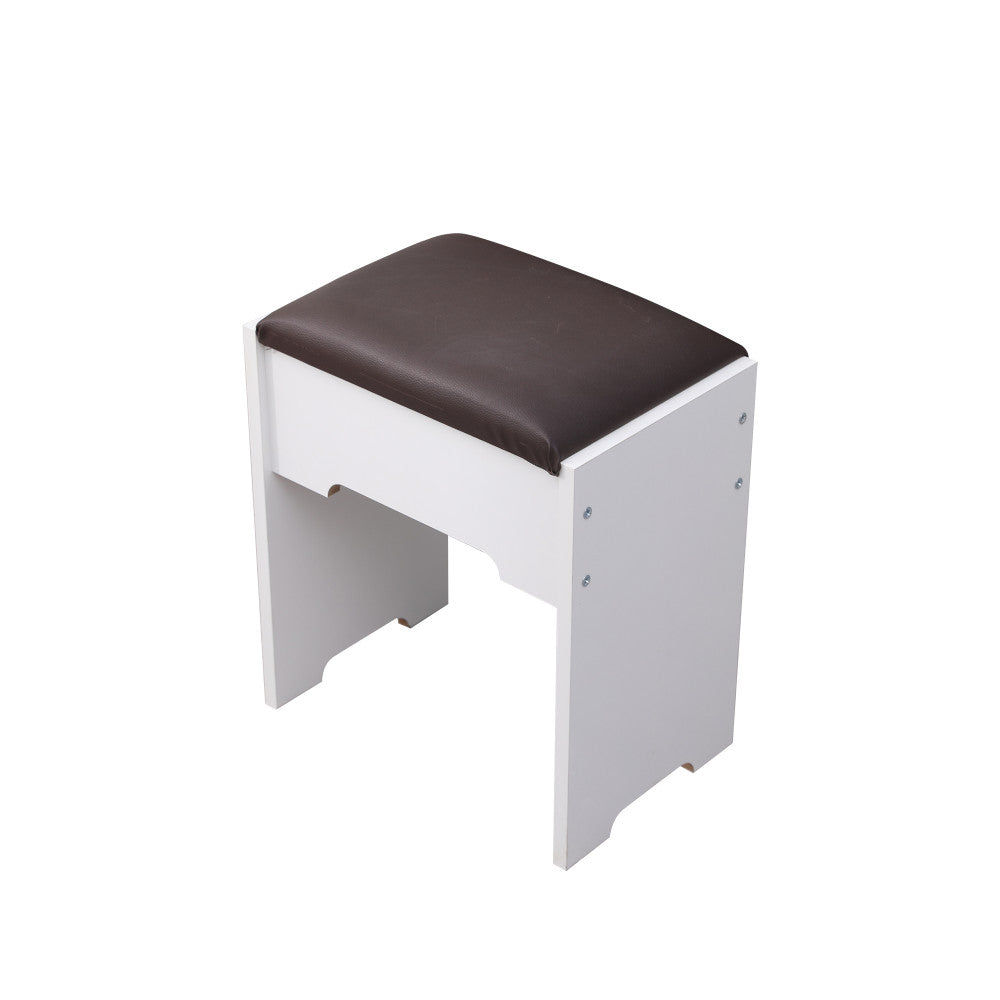 Diana Vanity Set with Shelves Cushioned Stool and Lighted Mirror- White Chez Guru