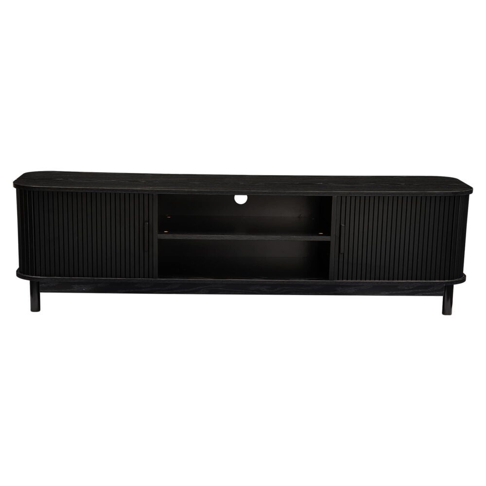 160cm Ribbed Black Entertainment Unit Chez Guru