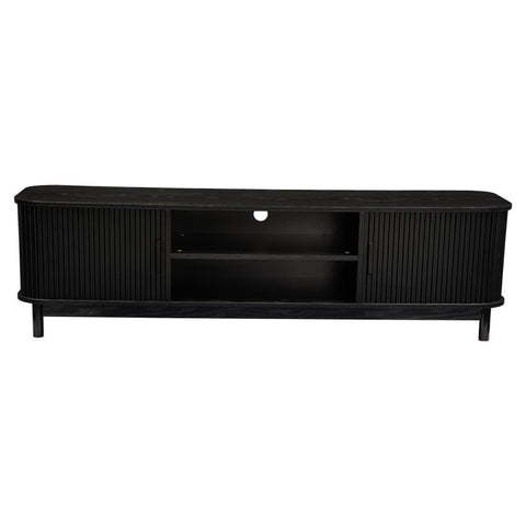 160cm Ribbed Black Entertainment Unit Chez Guru