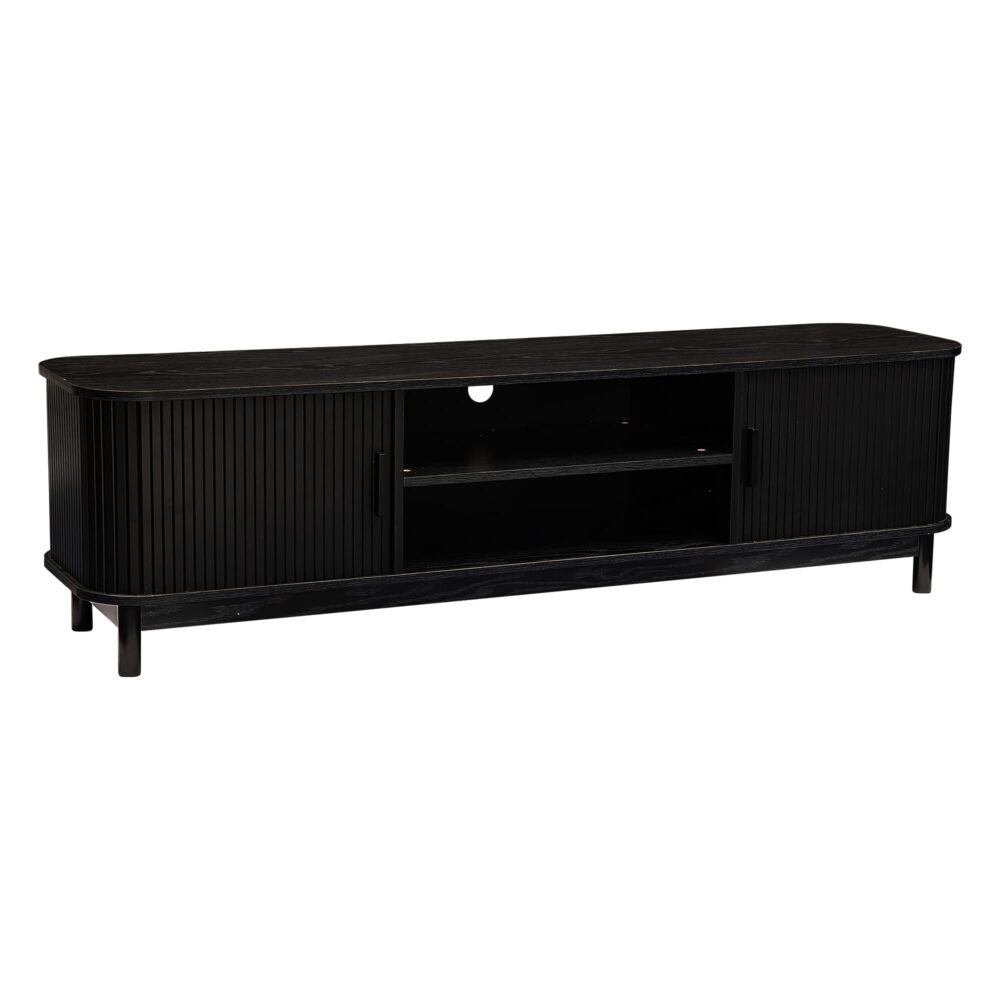 160cm Ribbed Black Entertainment Unit Chez Guru
