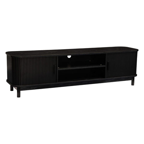 160cm Ribbed Black Entertainment Unit Chez Guru