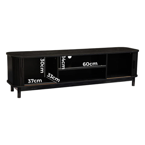 160cm Ribbed Black Entertainment Unit Chez Guru