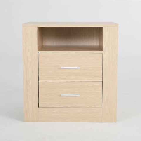 2X Bedside Table Side Storage Cabinet Nightstand Bedroom 2 Drawer 1 Shelf ZURI OAK Chez Guru