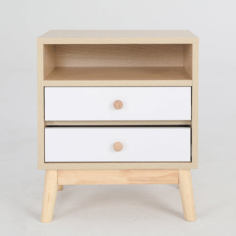 Bedside Table Side Storage Cabinet Nightstand Bedroom 2 Drawer ANYA OAK Chez Guru